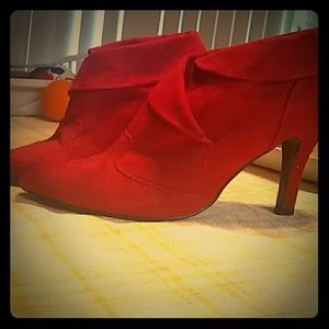 Red faux suade heels from charlotte russe
